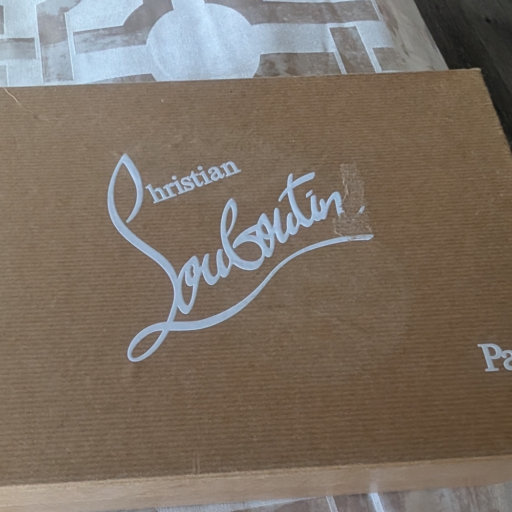Christian Louboutin Cream Shoe with Gold Logo